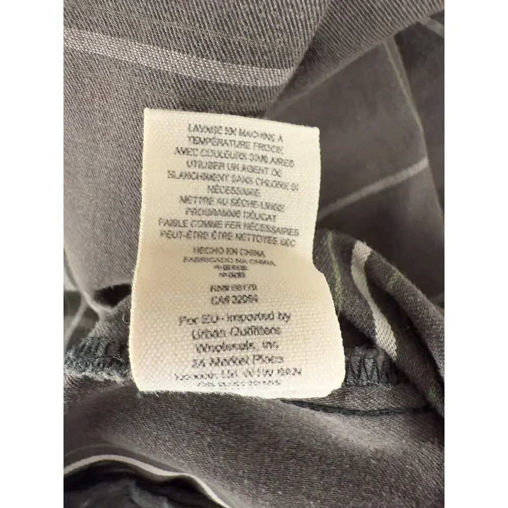 Free People Women Size 8 Checker Ankle Pants Gray Button Zip Cotton Blend Casual